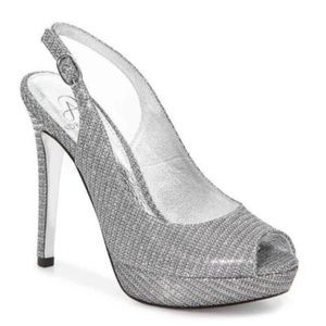👄Adrianna Papell Rita Metallic Peep-Toe Slingback